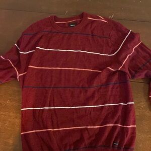 RVCA red striped crew neck sweater Lg